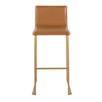 Mara 30" Fixed-Height Barstool - Set of 2 - Gold Steel, Camel PU