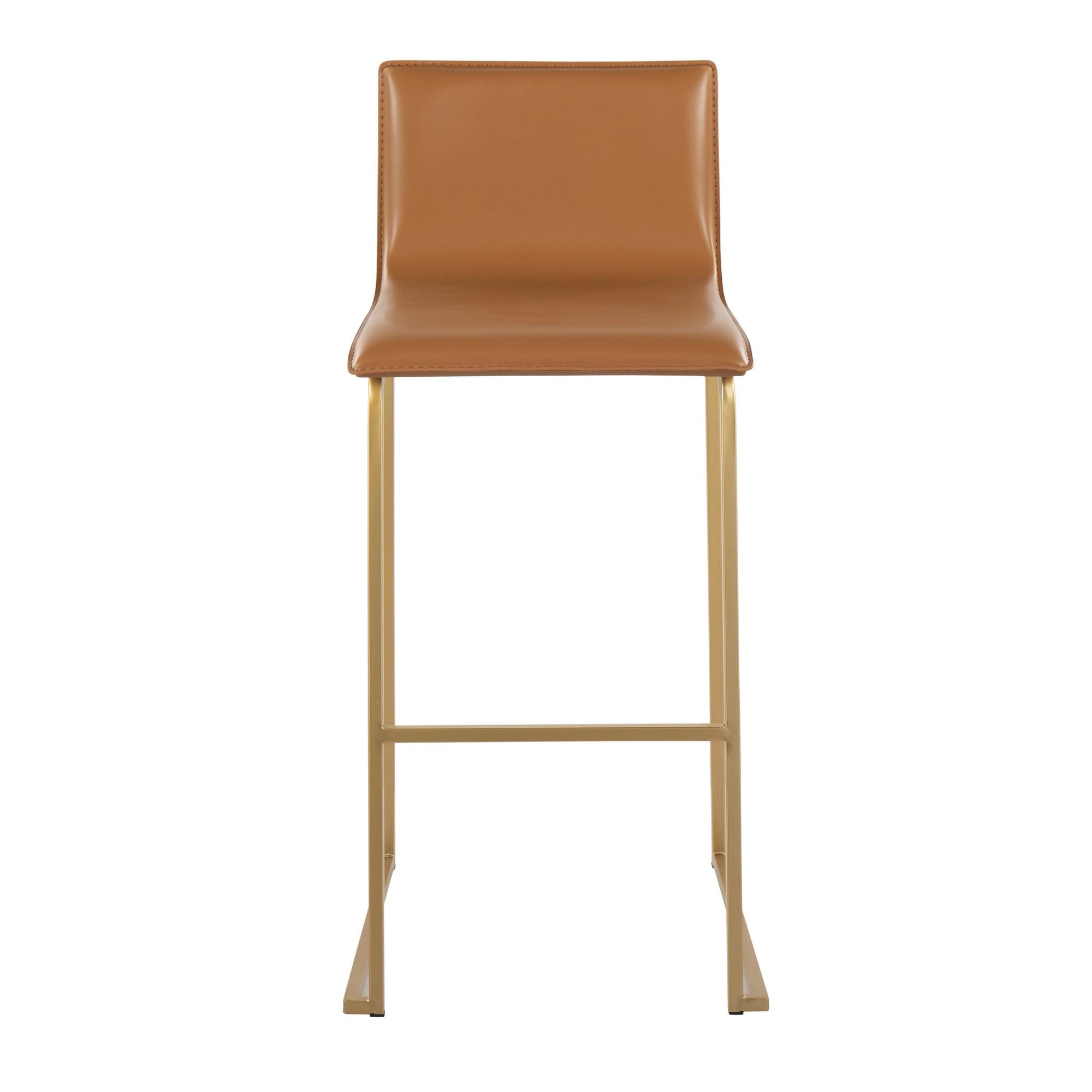 Mara 30" Fixed-Height Barstool - Set of 2 - Gold Steel, Camel PU