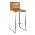 Mara 30" Fixed-Height Barstool - Set of 2 - Gold Steel, Camel PU