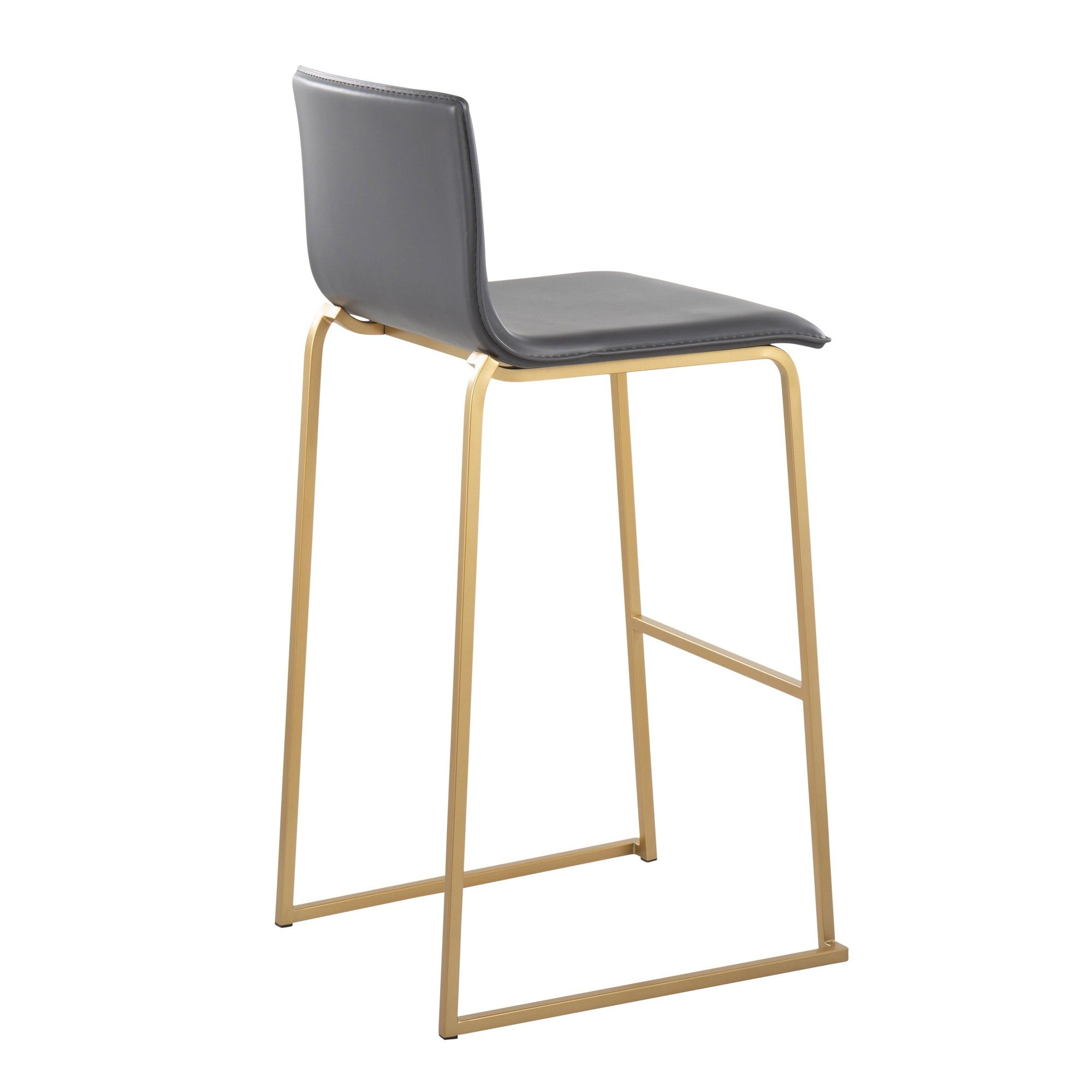Mara 30" Fixed-Height Barstool - Set of 2 - Gold Steel, Grey PU