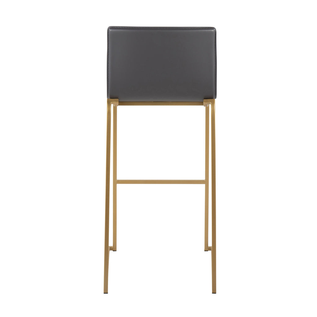 Mara 30" Fixed-Height Barstool - Set of 2 - Gold Steel, Grey PU