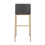 Mara 30" Fixed-Height Barstool - Set of 2 - Gold Steel, Grey PU