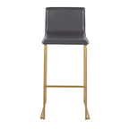 Mara 30" Fixed-Height Barstool - Set of 2 - Gold Steel, Grey PU