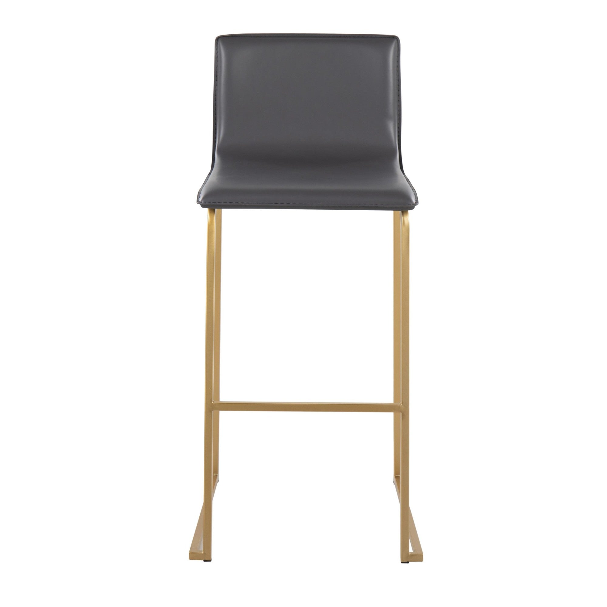 Mara 30" Fixed-Height Barstool - Set of 2 - Gold Steel, Grey PU