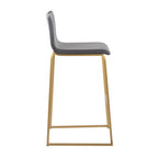 Mara 30" Fixed-Height Barstool - Set of 2 - Gold Steel, Grey PU