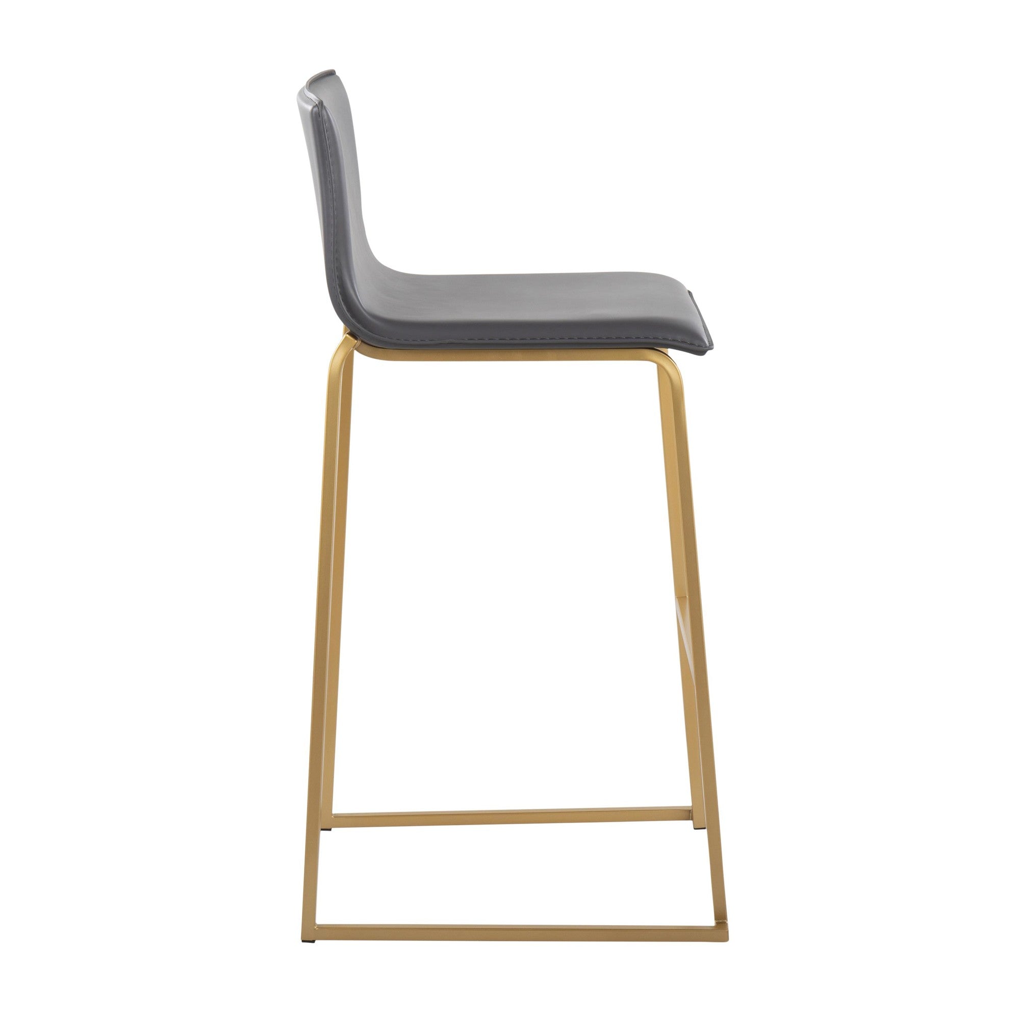 Mara 30" Fixed-Height Barstool - Set of 2 - Gold Steel, Grey PU