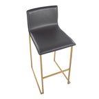 Mara 30" Fixed-Height Barstool - Set of 2 - Gold Steel, Grey PU