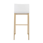 Mara 30" Fixed-Height Barstool - Set of 2 - Gold Steel, White PU