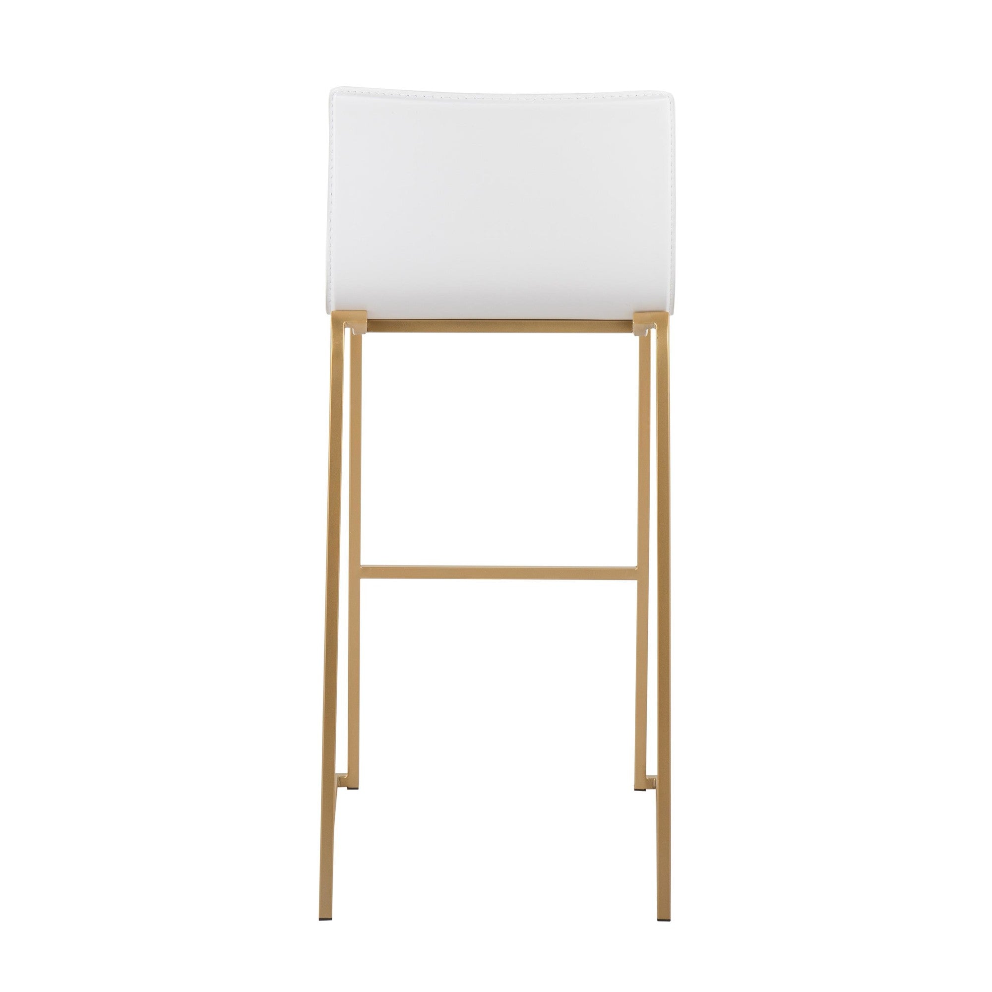 Mara 30" Fixed-Height Barstool - Set of 2 - Gold Steel, White PU