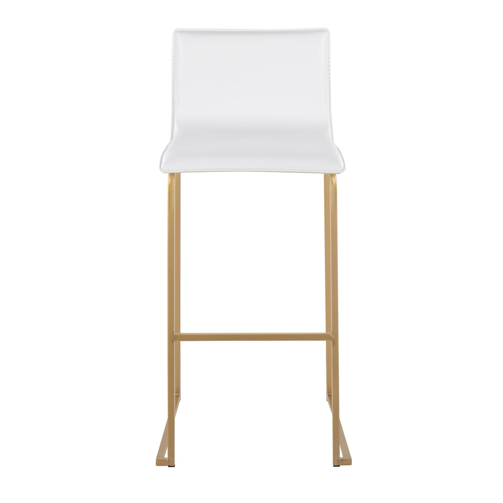 Mara 30" Fixed-Height Barstool - Set of 2 - Gold Steel, White PU