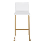 Mara 30" Fixed-Height Barstool - Set of 2 - Gold Steel, White PU