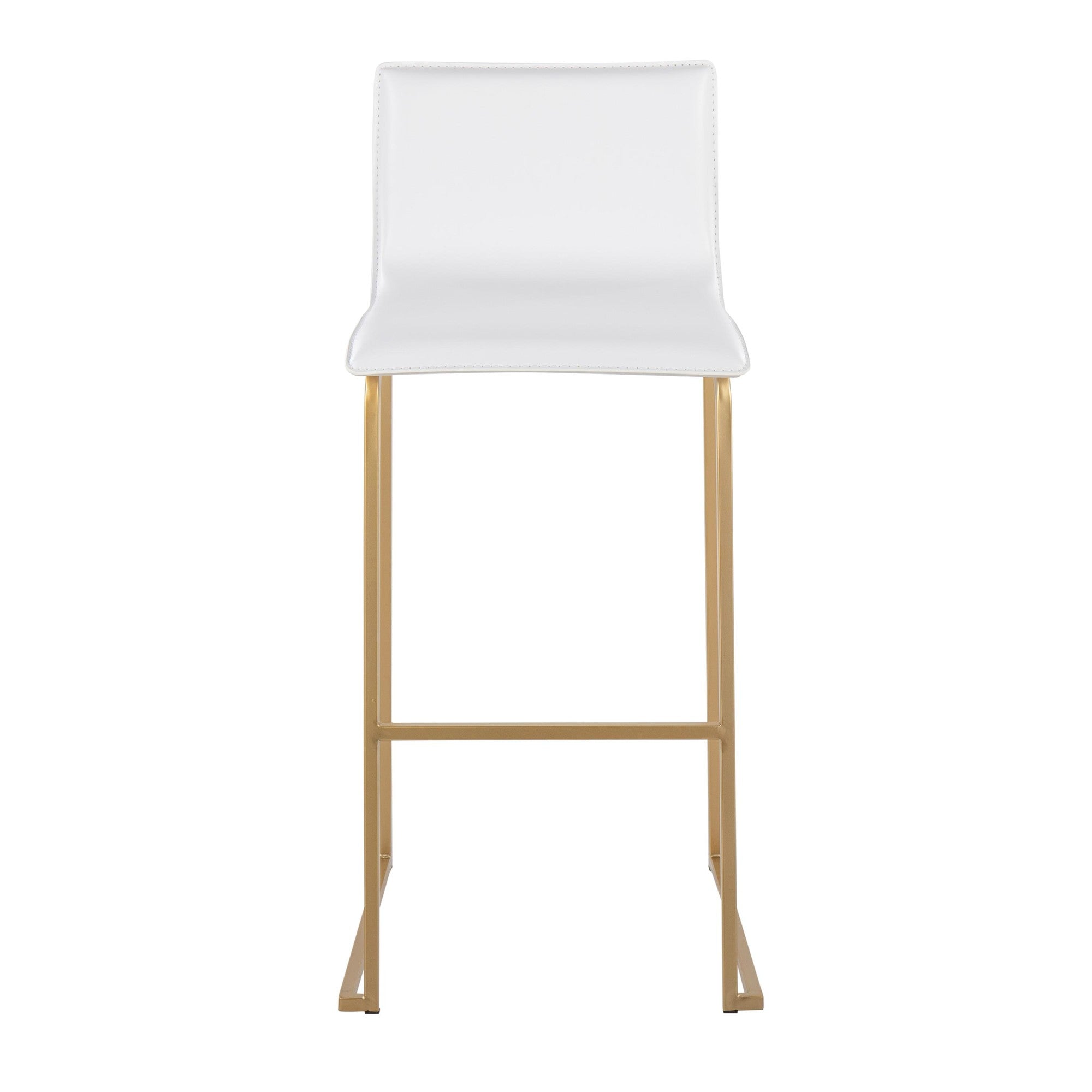 Mara 30" Fixed-Height Barstool - Set of 2 - Gold Steel, White PU