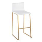 Mara 30" Fixed-Height Barstool - Set of 2 - Gold Steel, White PU