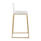 Mara 30" Fixed-Height Barstool - Set of 2 - Gold Steel, White PU
