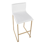Mara 30" Fixed-Height Barstool - Set of 2 - Gold Steel, White PU