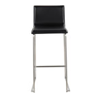 Mara 30" Fixed-Height Barstool - Set of 2 - Stainless Steel, Black PU
