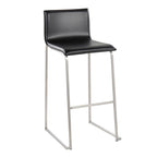 Mara 30" Fixed-Height Barstool - Set of 2 - Stainless Steel, Black PU