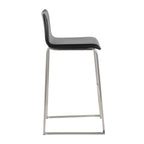 Mara 30" Fixed-Height Barstool - Set of 2 - Stainless Steel, Black PU
