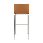 Mara 30" Fixed-Height Barstool - Set of 2 - Stainless Steel, Camel PU