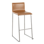 Mara 30" Fixed-Height Barstool - Set of 2 - Stainless Steel, Camel PU