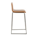 Mara 30" Fixed-Height Barstool - Set of 2 - Stainless Steel, Camel PU