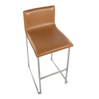 Mara 30" Fixed-Height Barstool - Set of 2 - Stainless Steel, Camel PU