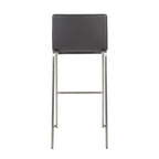 Mara 30" Fixed-Height Barstool - Set of 2 - Stainless Steel, Grey PU