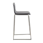 Mara 30" Fixed-Height Barstool - Set of 2 - Stainless Steel, Grey PU