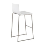 Mara 30" Fixed-Height Barstool - Set of 2 - Stainless Steel, White PU