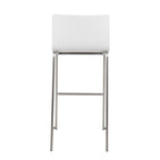 Mara 30" Fixed-Height Barstool - Set of 2 - Stainless Steel, White PU