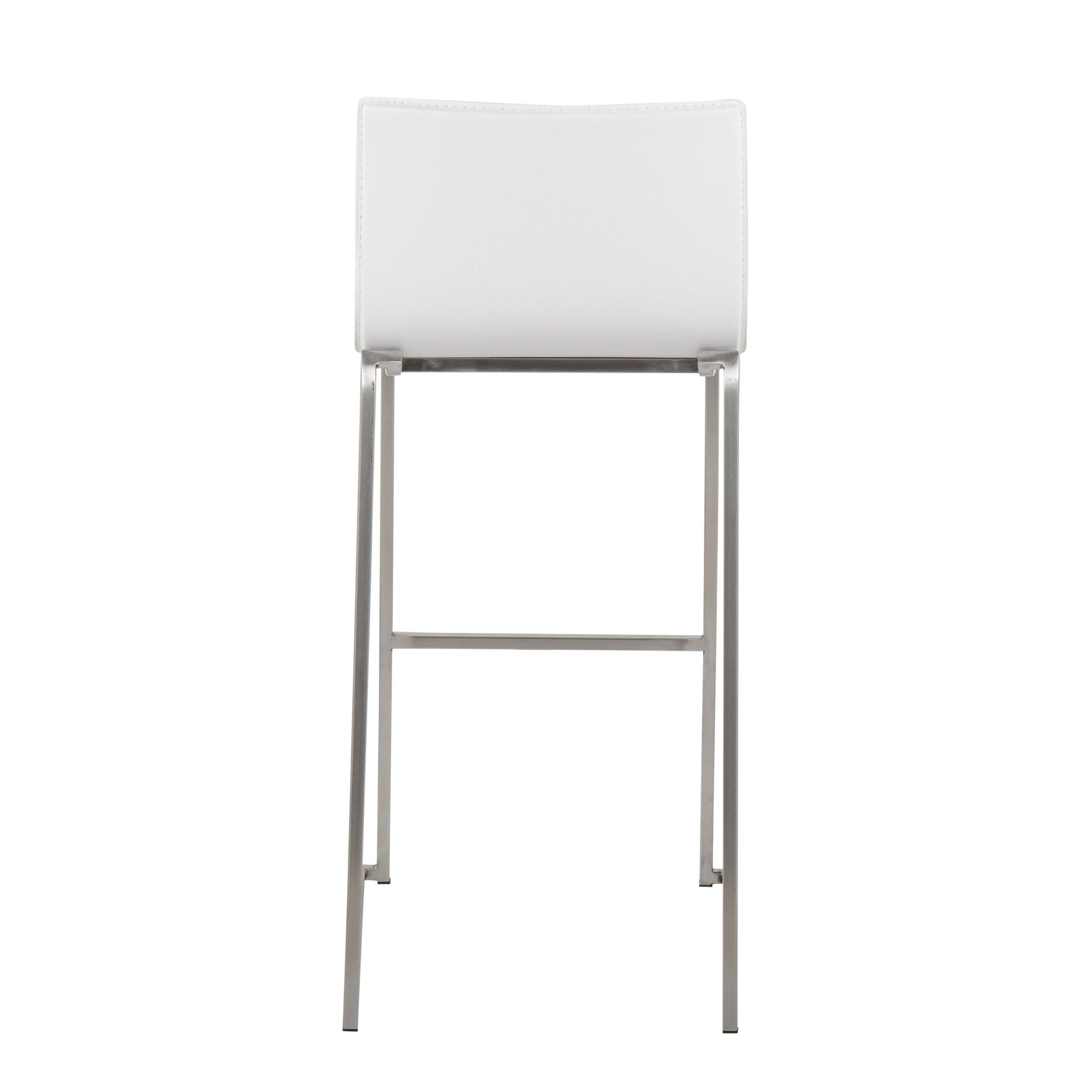 Mara 30" Fixed-Height Barstool - Set of 2 - Stainless Steel, White PU