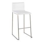 Mara 30" Fixed-Height Barstool - Set of 2 - Stainless Steel, White PU