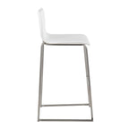 Mara 30" Fixed-Height Barstool - Set of 2 - Stainless Steel, White PU