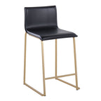 Mara 26" Fixed-Height Counter Stool - Set of 2 - Gold Metal, Black PU