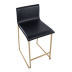Mara 26" Fixed-Height Counter Stool - Set of 2 - Gold Metal, Black PU