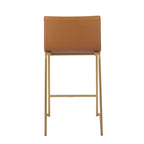 Mara 26" Fixed-Height Counter Stool - Set of 2 - Gold Metal, Camel PU