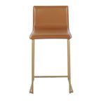 Mara 26" Fixed-Height Counter Stool - Set of 2 - Gold Metal, Camel PU