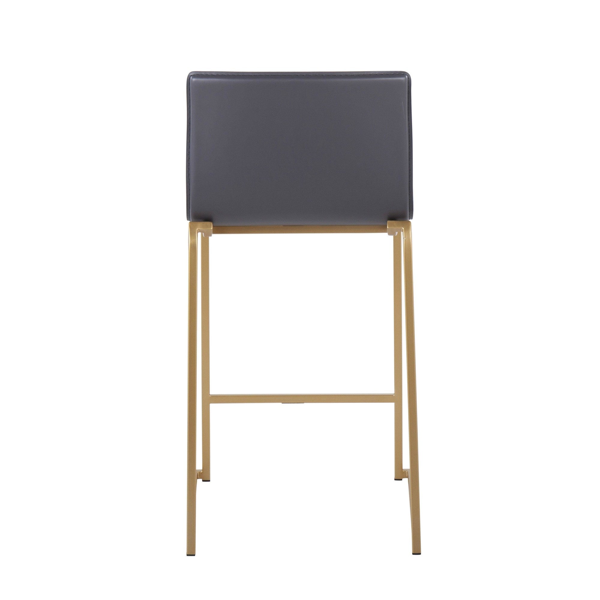 Mara 26" Fixed-Height Counter Stool - Set of 2 - Gold Metal, Grey PU