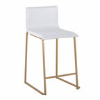 Mara 26" Fixed-Height Counter Stool - Set of 2 - Gold Metal, White PU