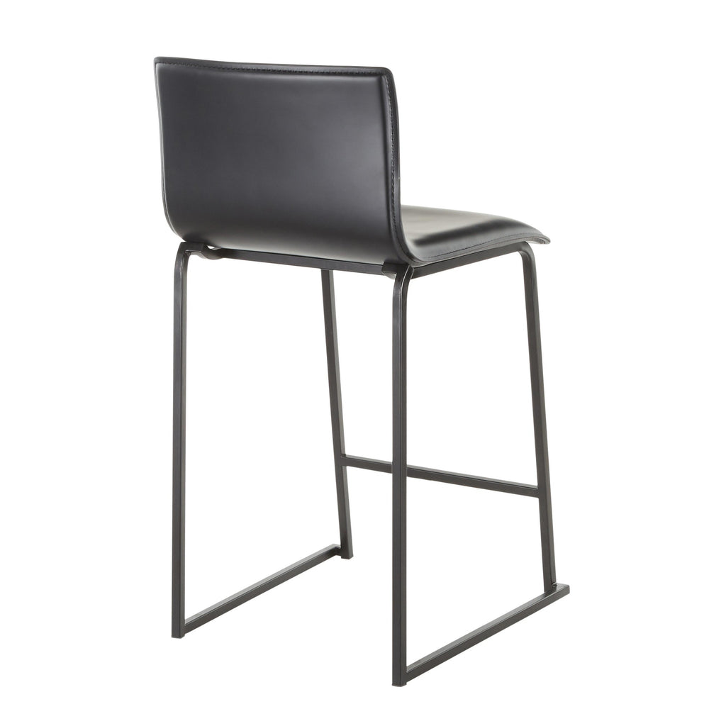 Mara 26" Fixed-Height Counter Stool - Set of 2 - Black Metal, Black PU
