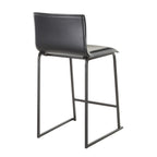 Mara 26" Fixed-Height Counter Stool - Set of 2 - Black Metal, Black PU