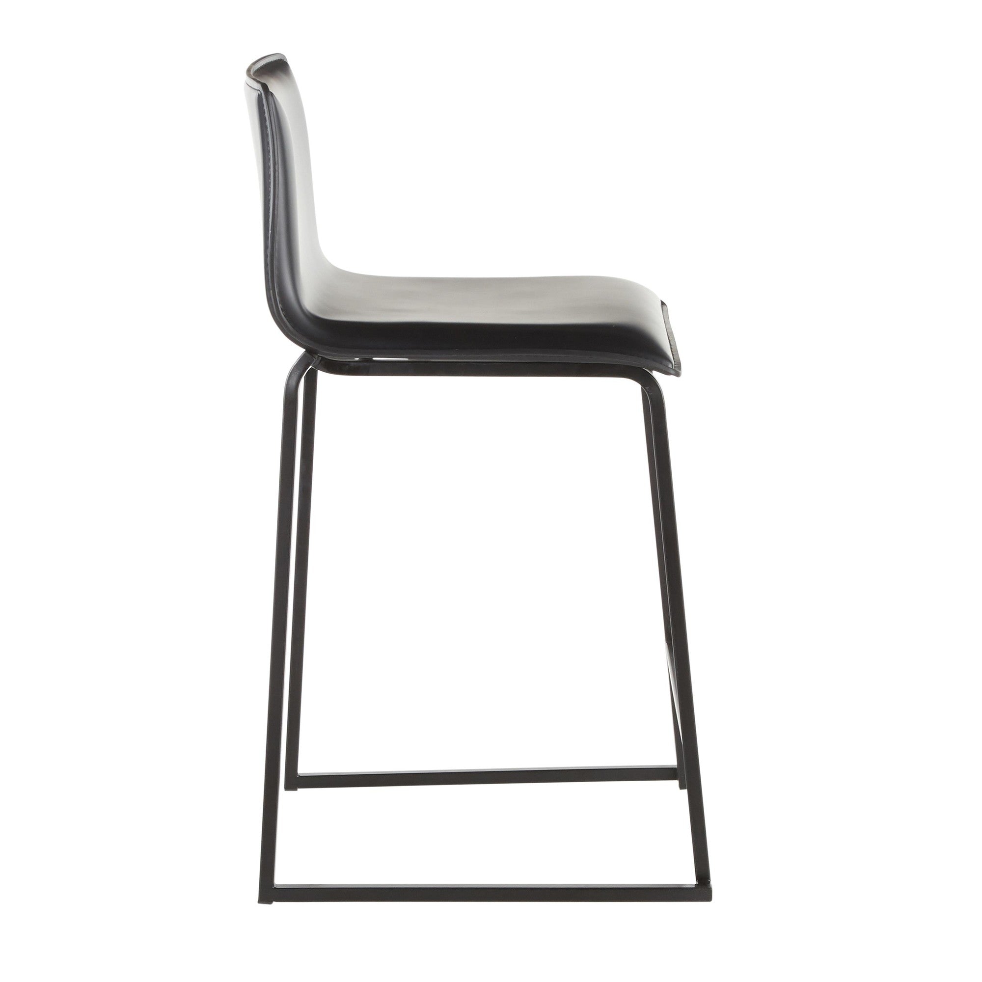 Mara 26" Fixed-Height Counter Stool - Set of 2 - Black Metal, Black PU