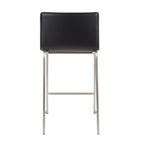 Mara 26" Fixed-Height Counter Stool - Set of 2 - Stainless Steel, Black PU