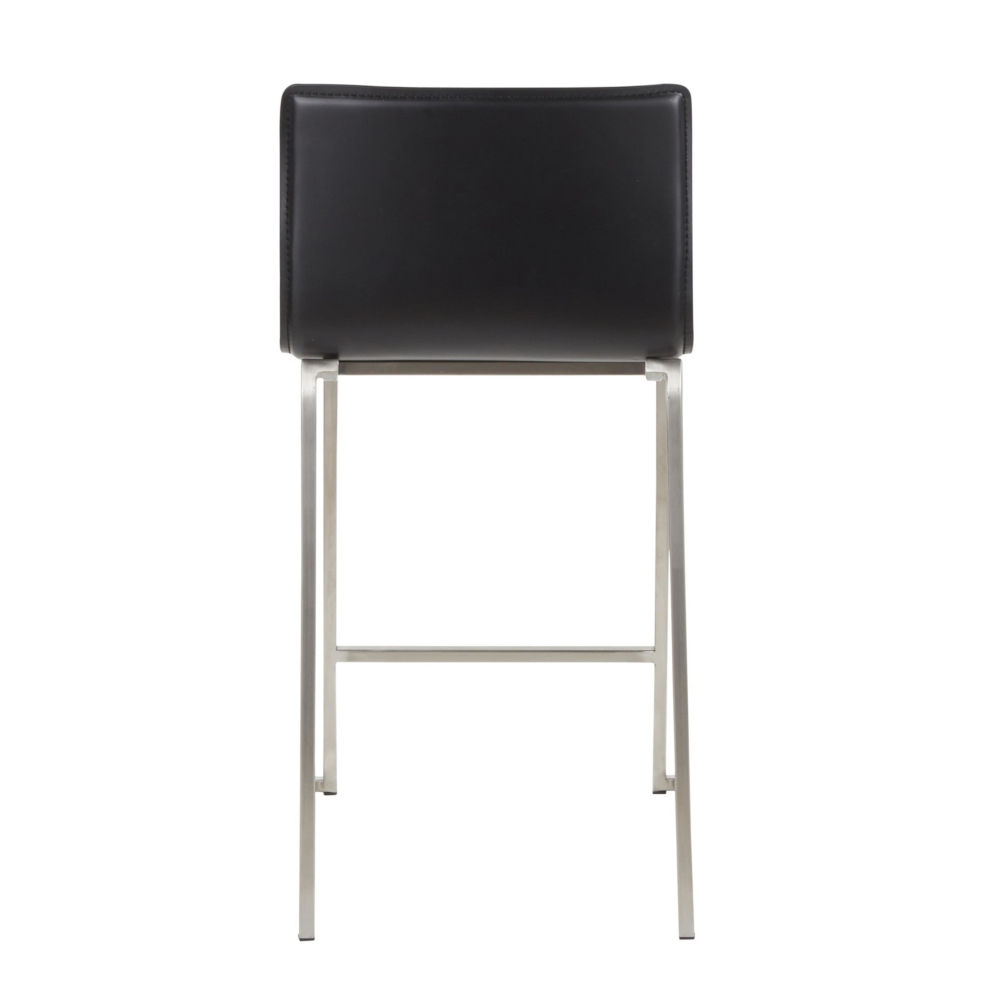 Mara 26" Fixed-Height Counter Stool - Set of 2 - Stainless Steel, Black PU