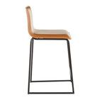 Mara 26" Fixed-Height Counter Stool - Set of 2 - Black Metal, Camel PU