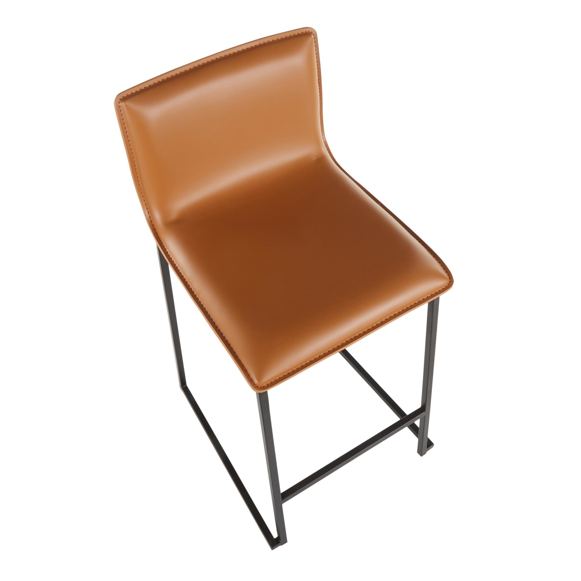 Mara 26" Fixed-Height Counter Stool - Set of 2 - Black Metal, Camel PU