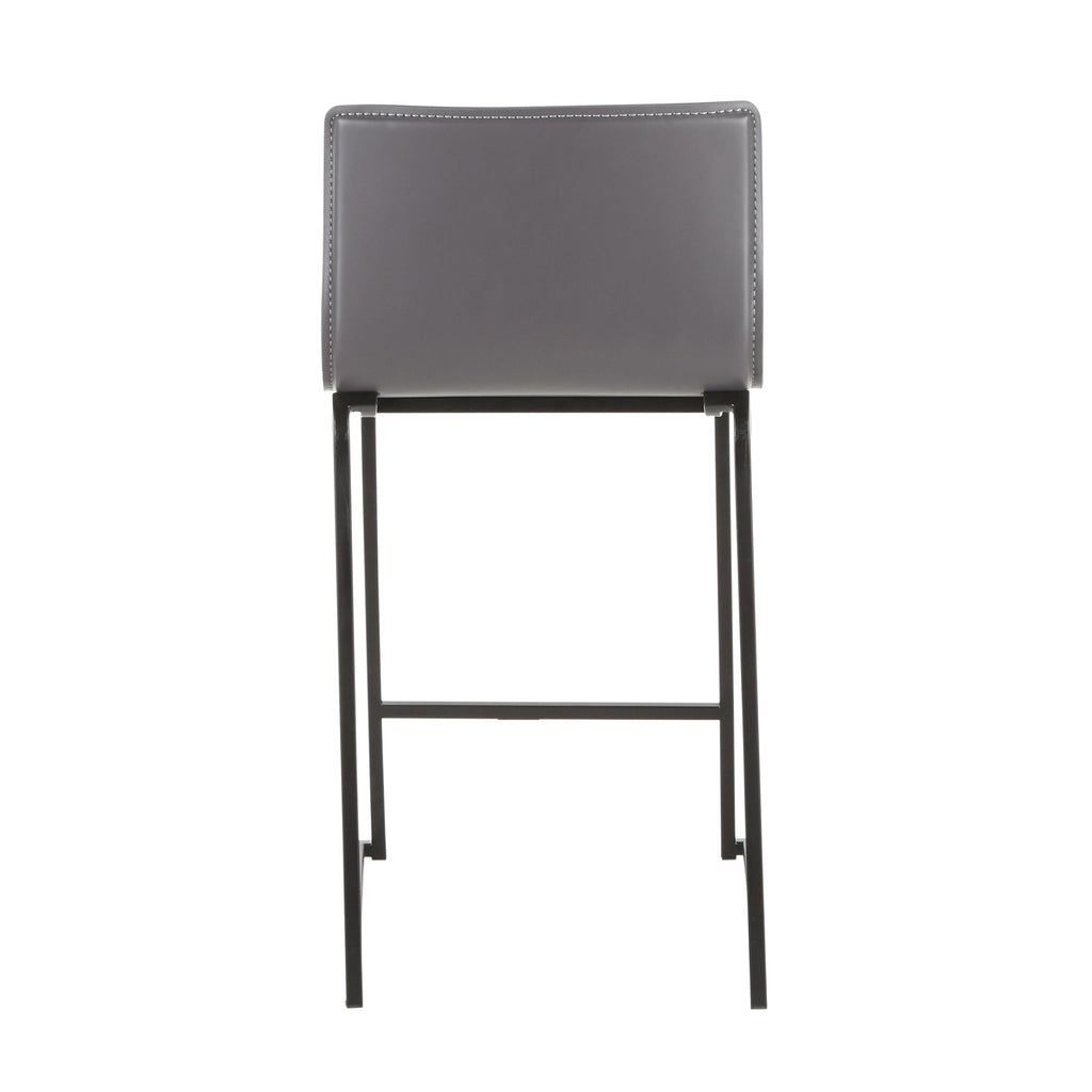 Mara 26" Fixed-Height Counter Stool - Set of 2 - Black Metal, Grey PU