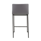 Mara 26" Fixed-Height Counter Stool - Set of 2 - Black Metal, Grey PU
