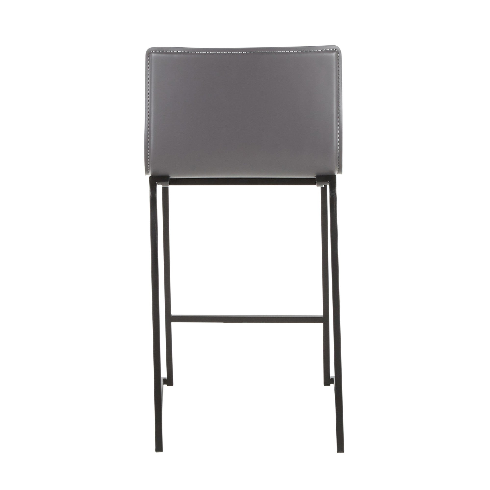 Mara 26" Fixed-Height Counter Stool - Set of 2 - Black Metal, Grey PU