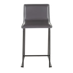 Mara 26" Fixed-Height Counter Stool - Set of 2 - Black Metal, Grey PU